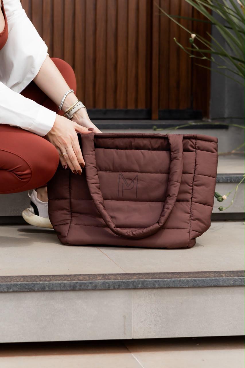 Bolsa Puffer Move de Nylon - Marrom