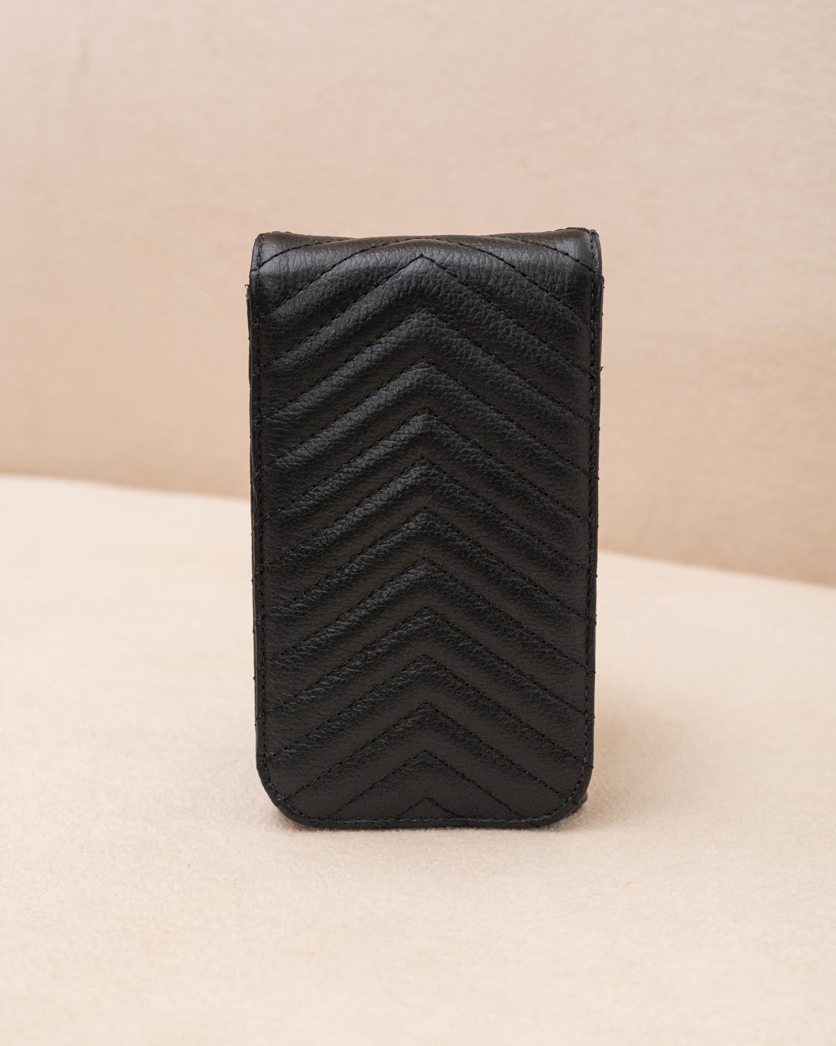 PORTA CELULAR CAMI DE COURO LEGÍTIMO PRETO