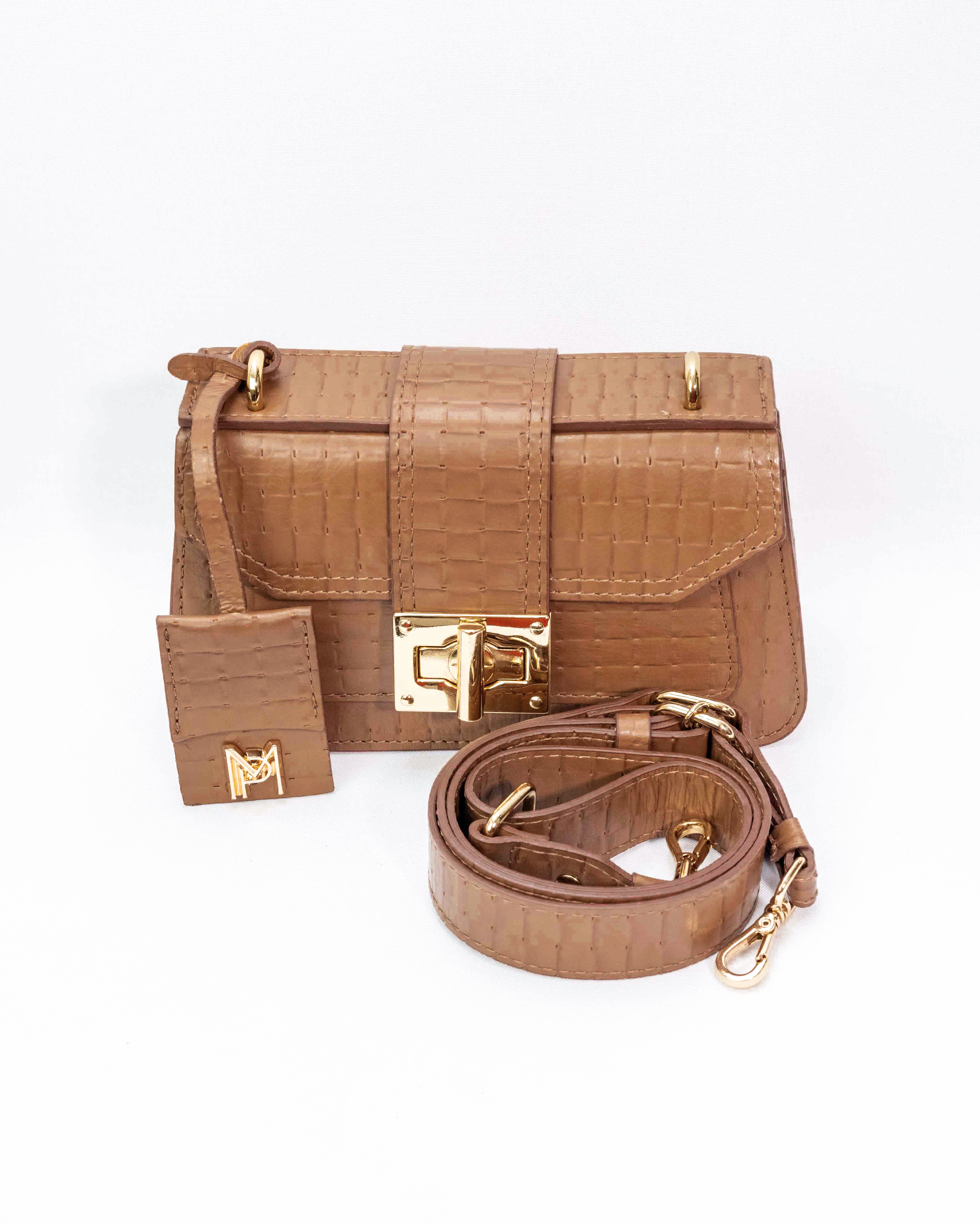 BOLSA MILÃO CAMEL CROCO
