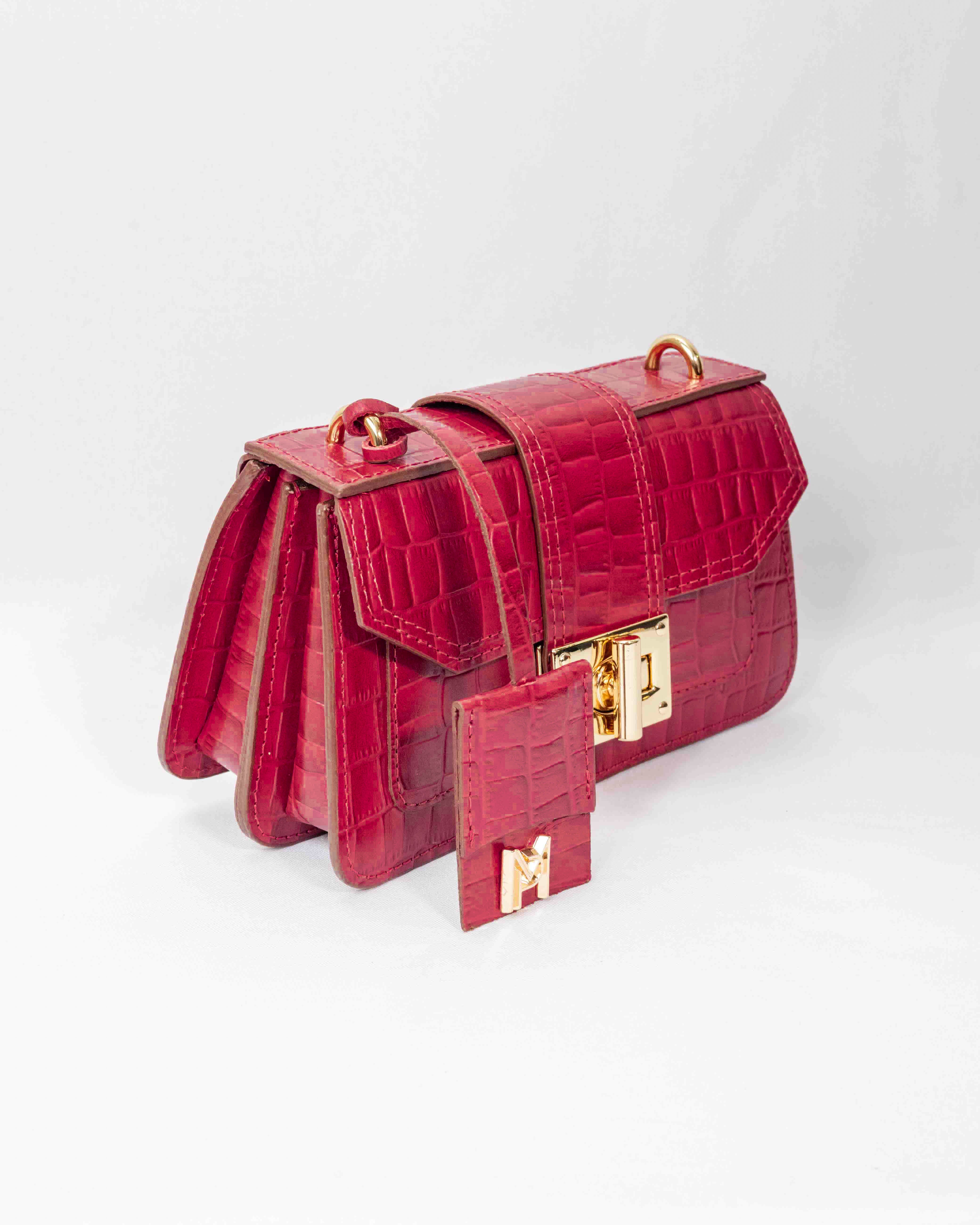 BOLSA MILÃO VERMELHO CROCO