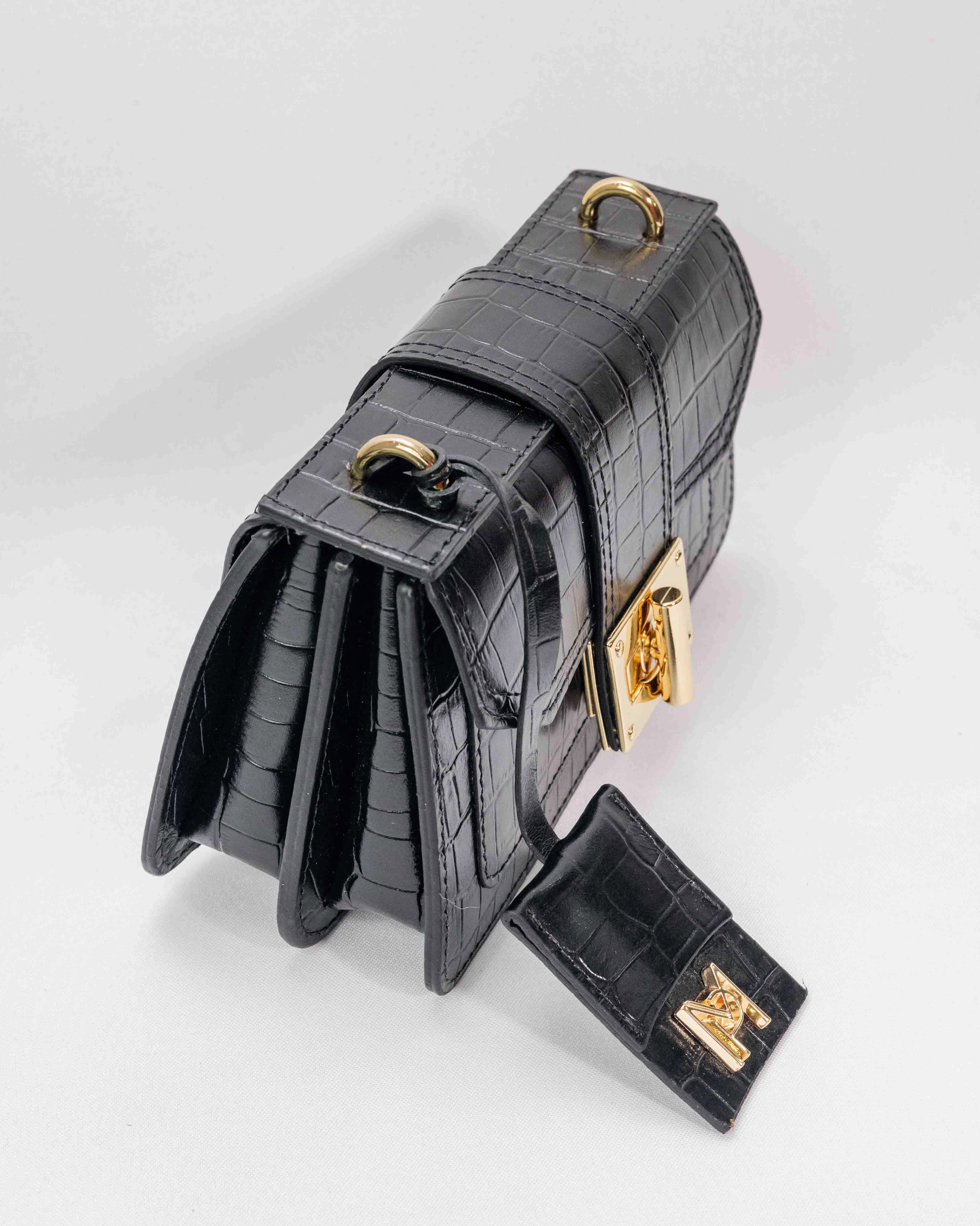 BOLSA MILÃO PRETA CROCO