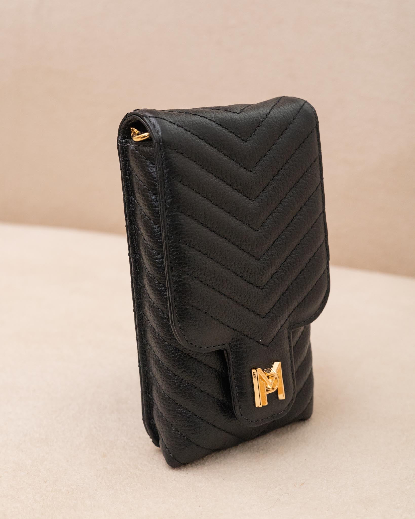 PORTA CELULAR CAMI DE COURO LEGÍTIMO PRETO