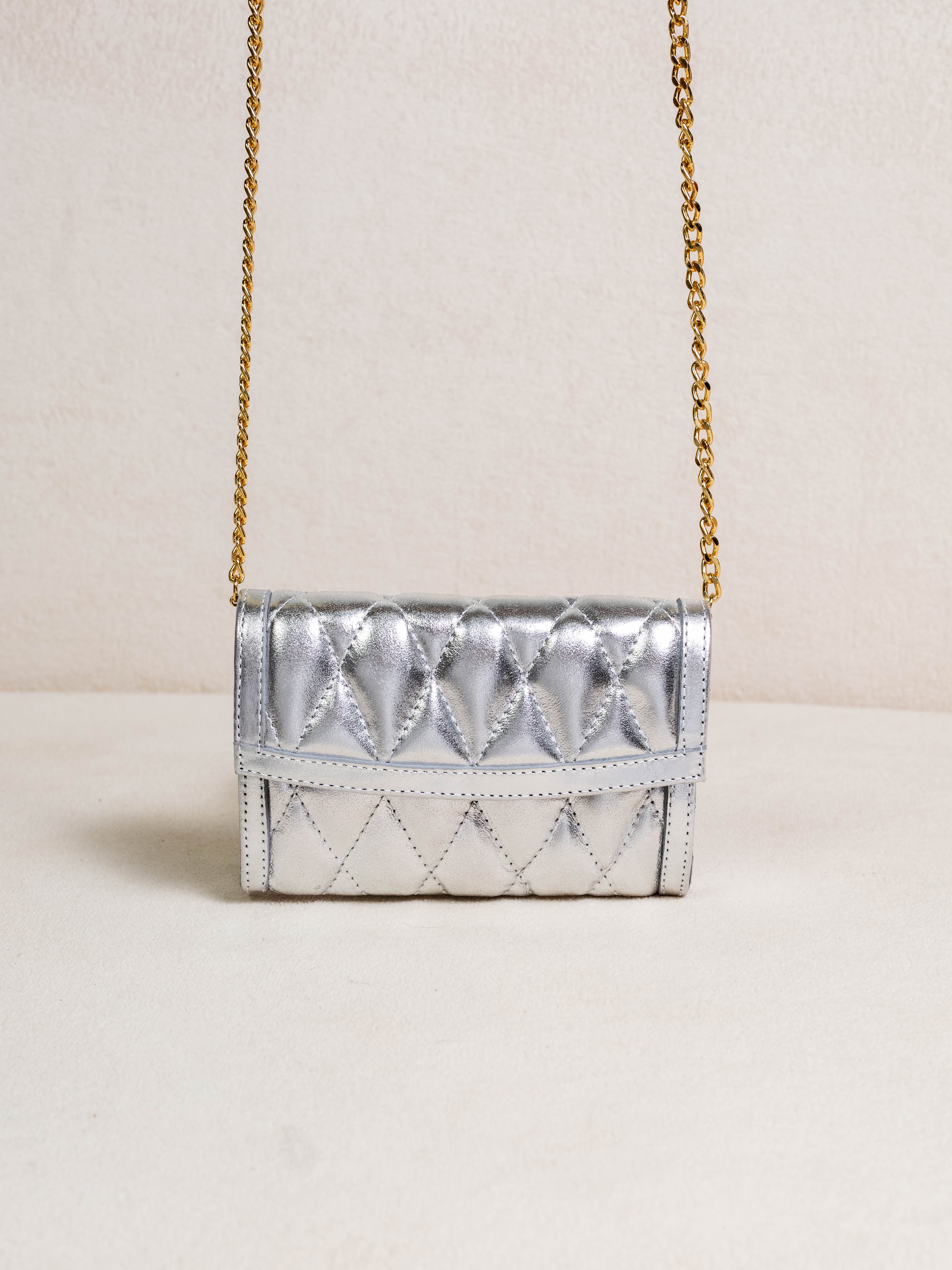 Bolsa Couro Legítimo Transversal e Clutch Shine
