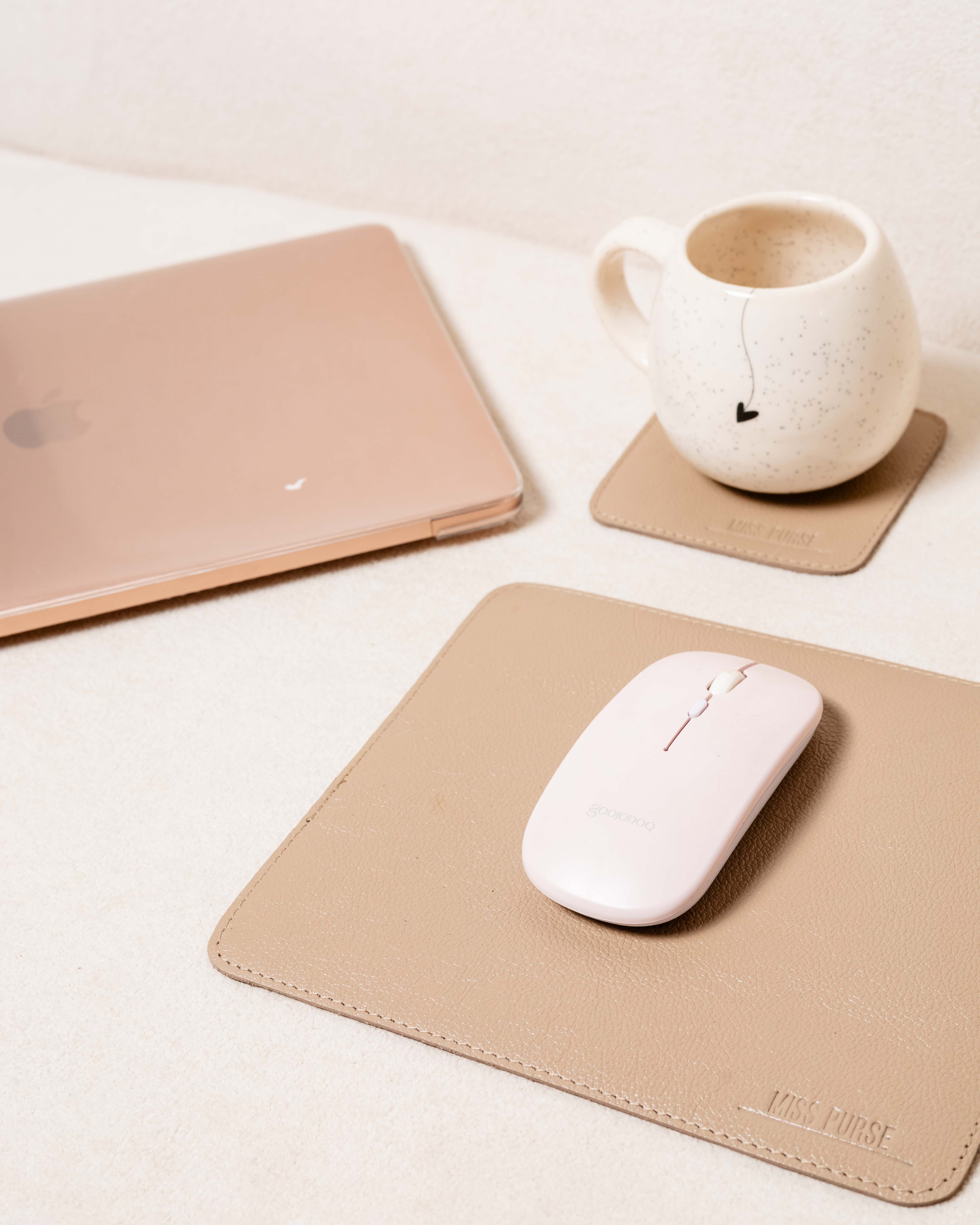 Mousepad + Descanso de Copo de Couro Legítimo