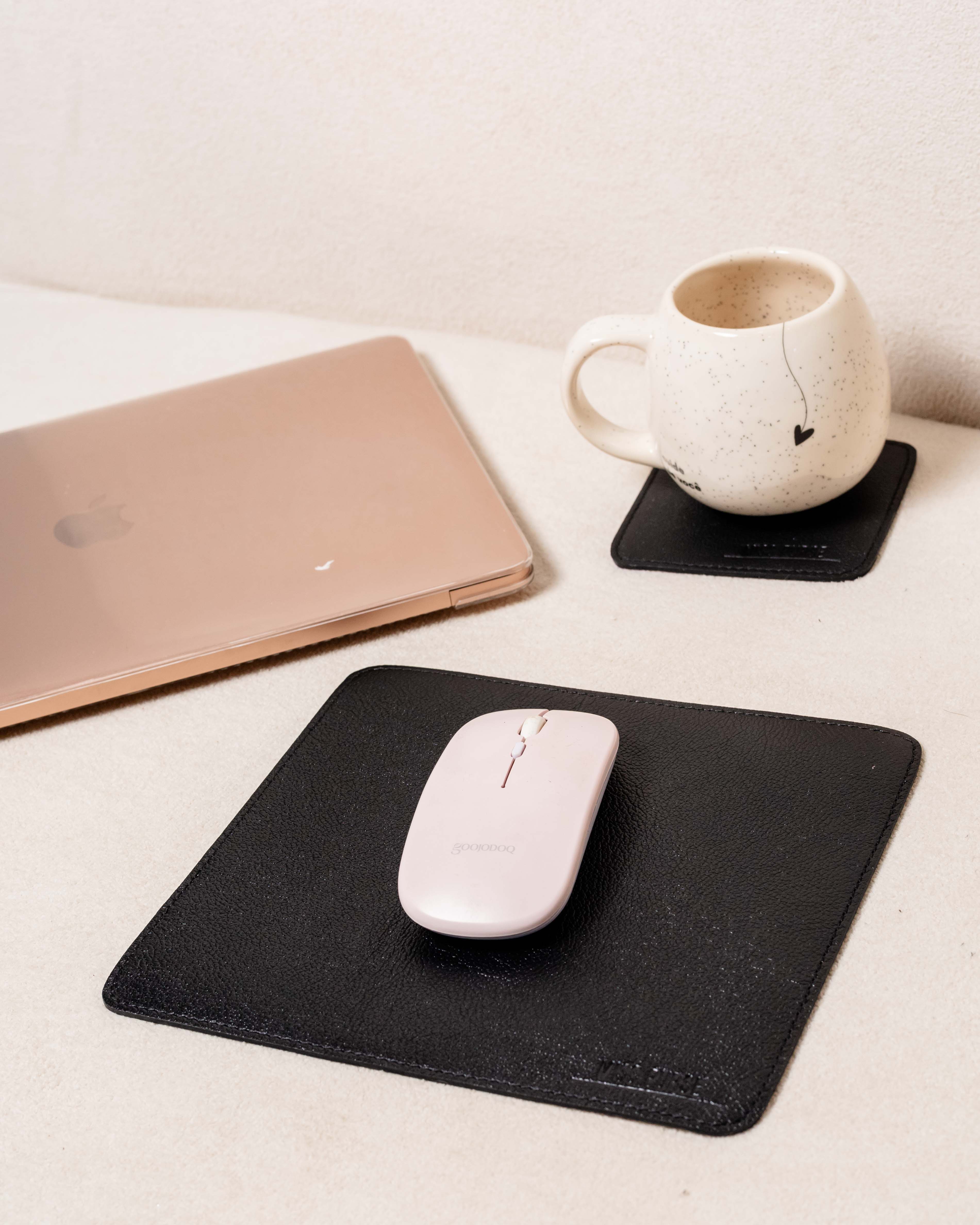 Mousepad + Descanso de Copo de Couro Legítimo