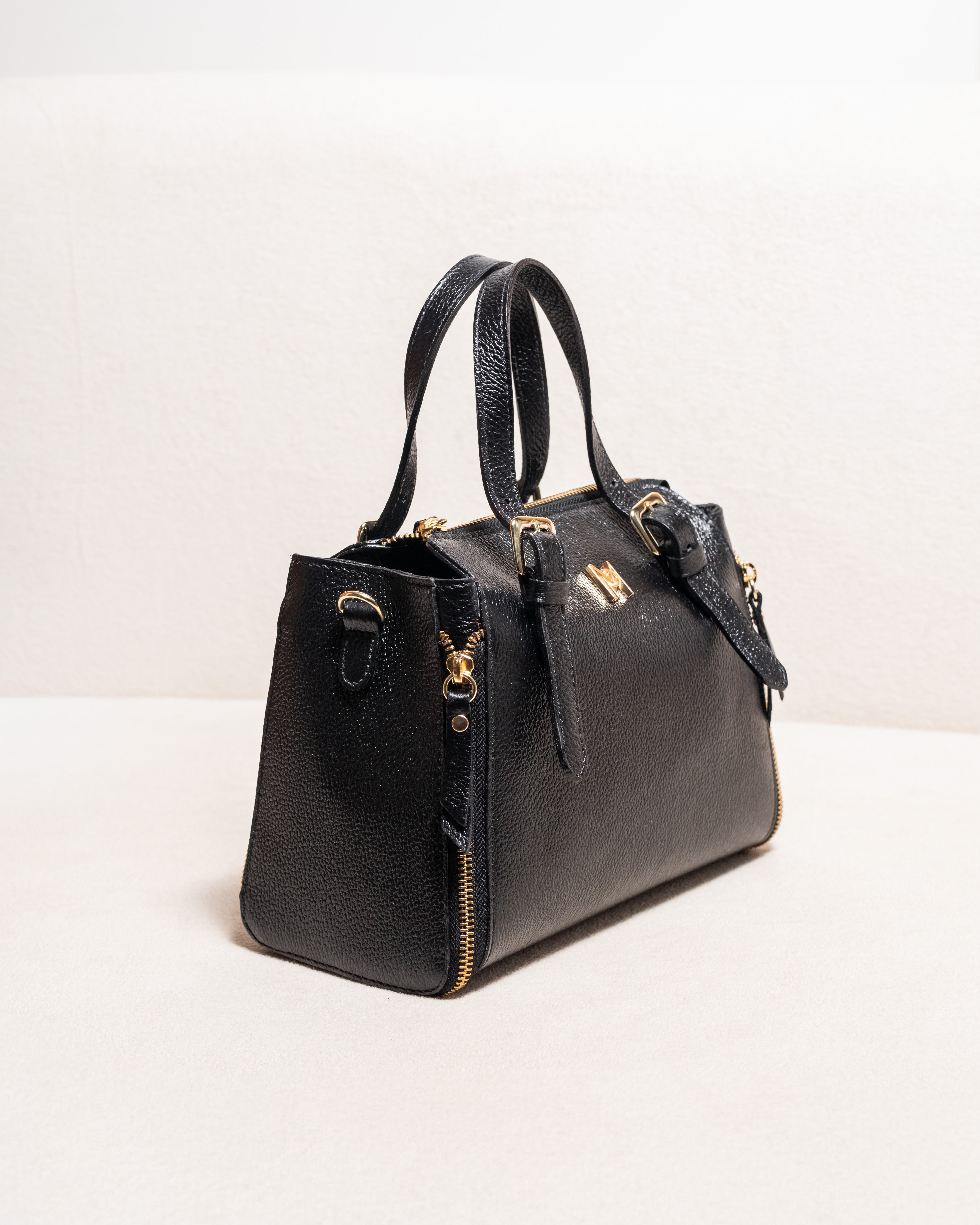 Bolsa Tote Baú Estruturada Aurora - Preta