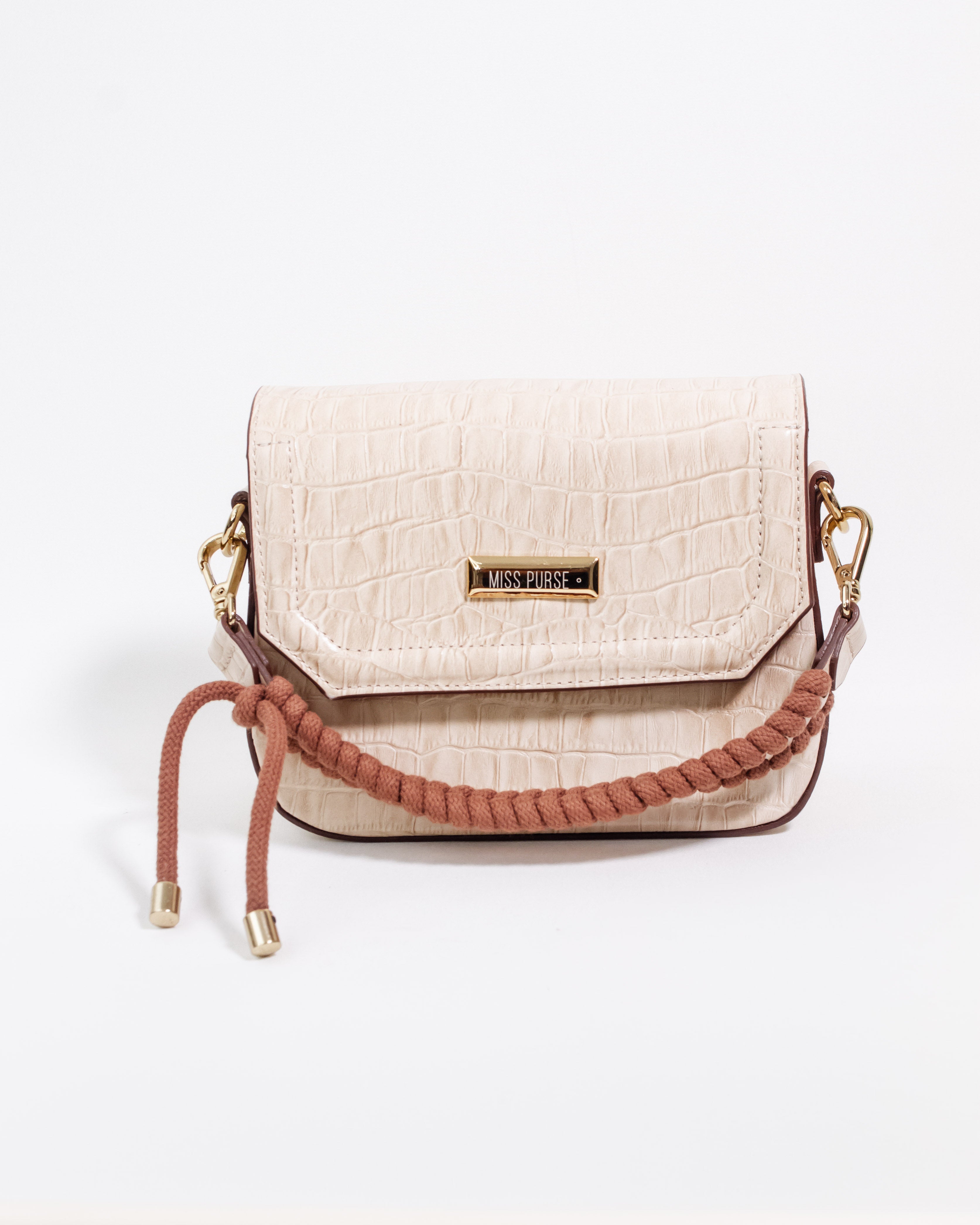 BOLSA GABRIELLE COURO CROCO VANILLA