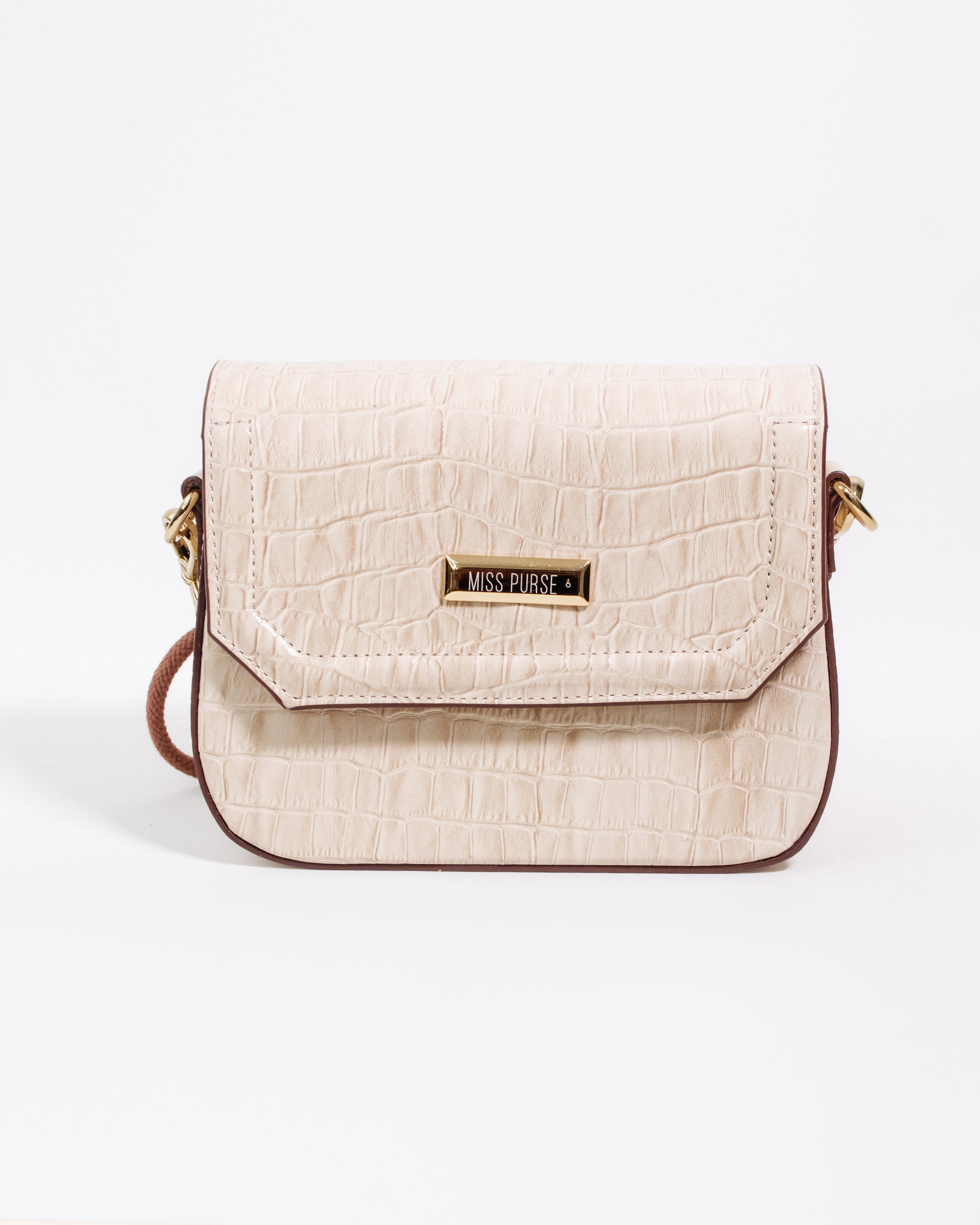 BOLSA GABRIELLE COURO CROCO VANILLA