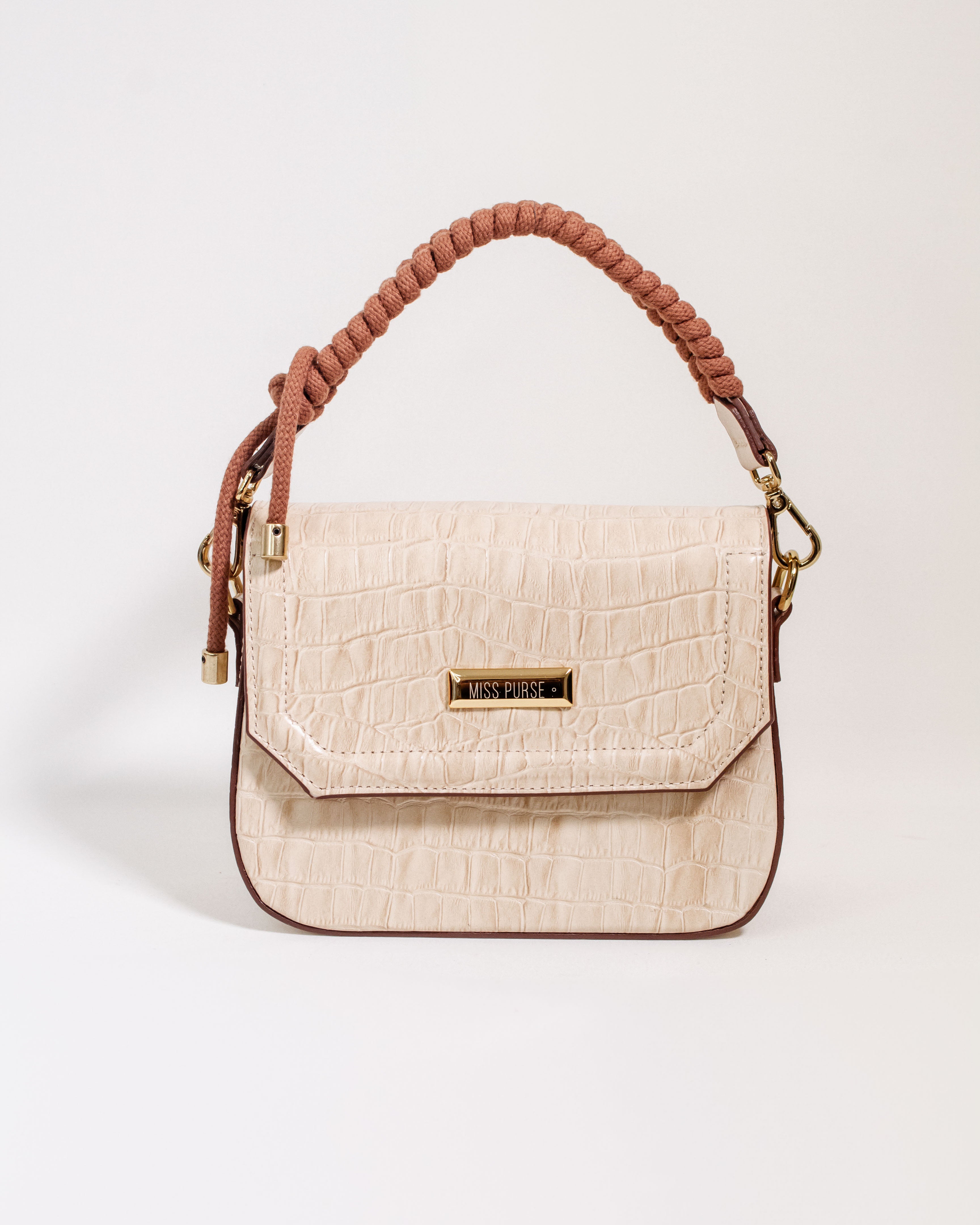 BOLSA GABRIELLE COURO CROCO VANILLA