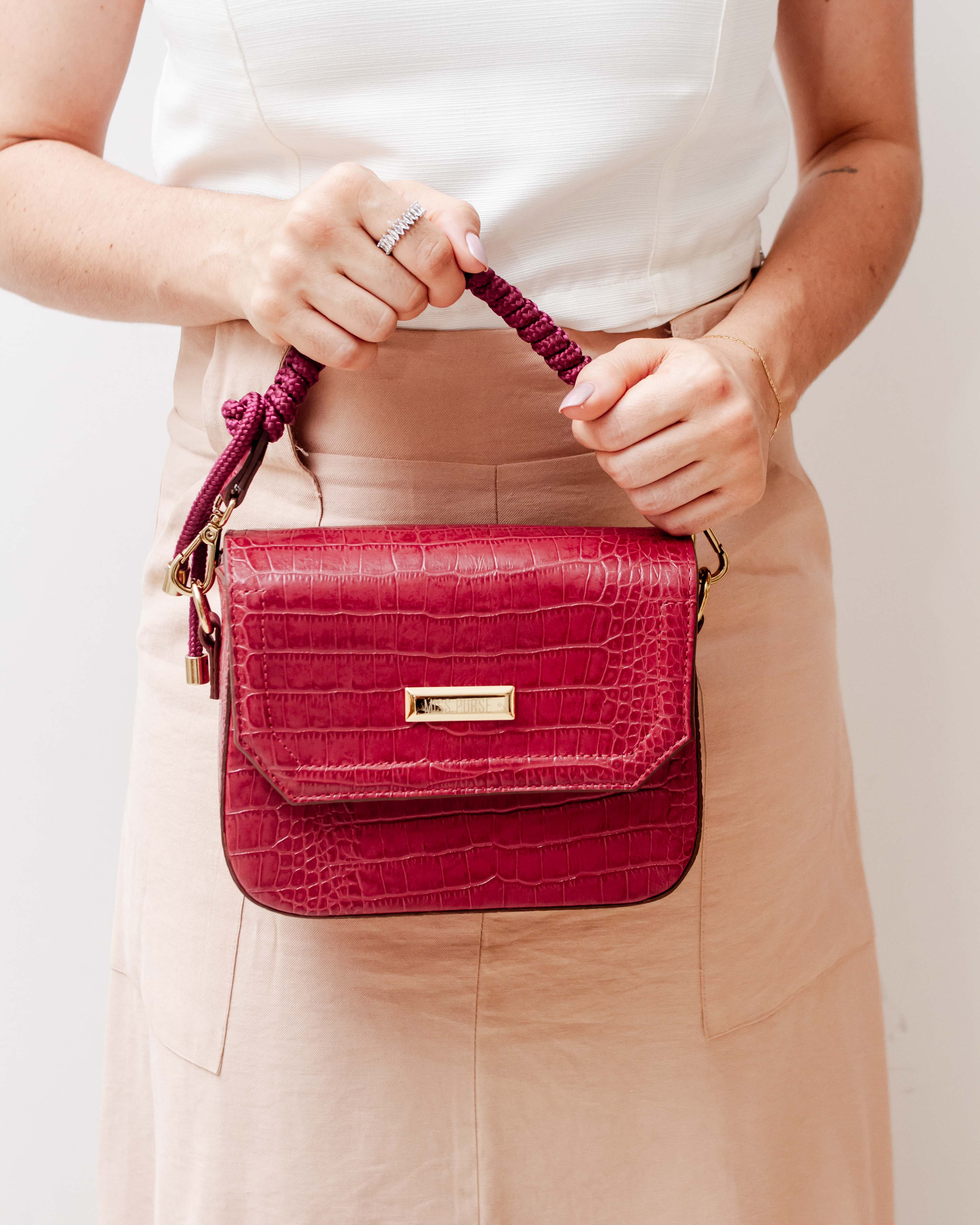 BOLSA GABRIELLE COURO VERMELHO CROCO