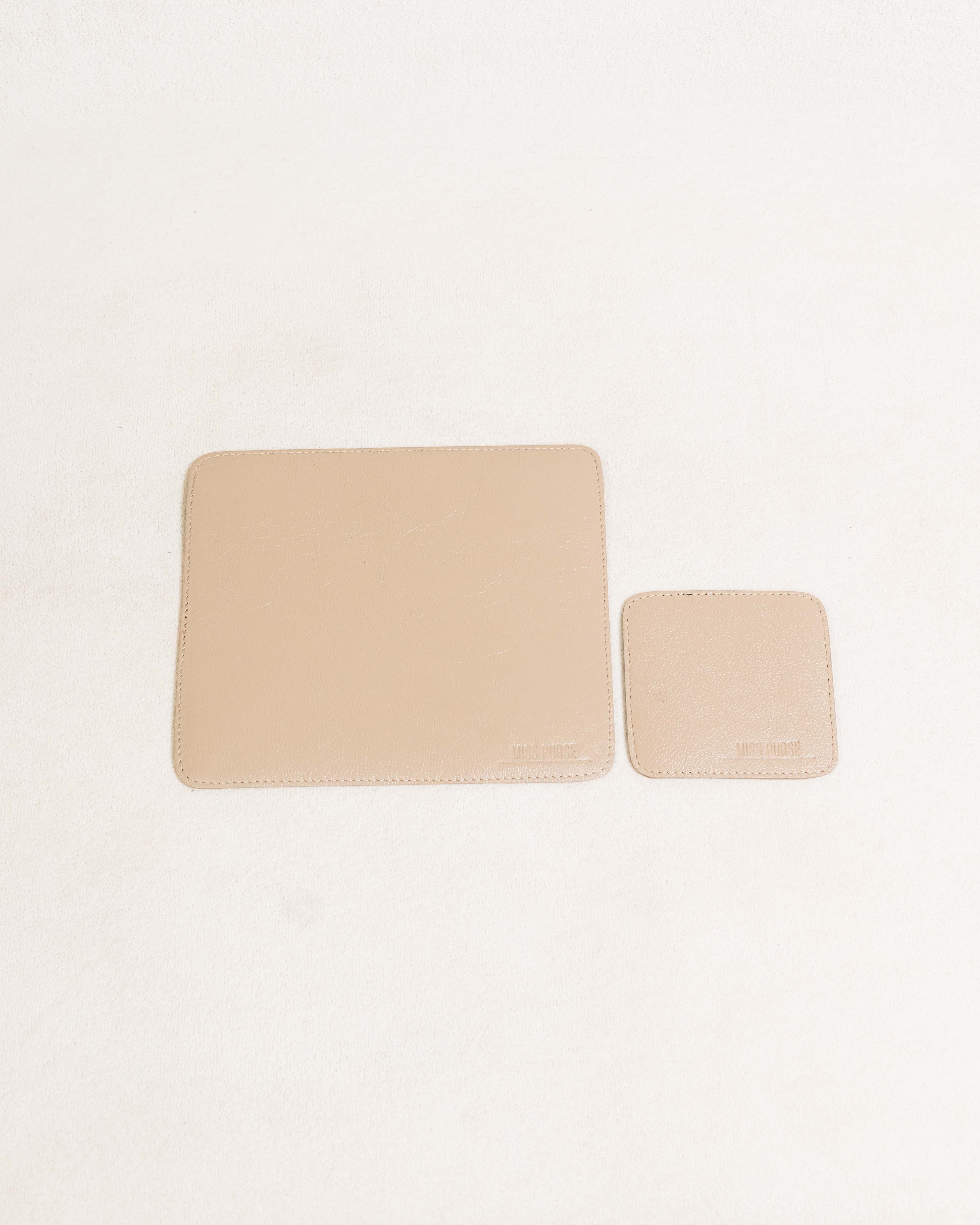 Mousepad + Descanso de Copo de Couro Legítimo