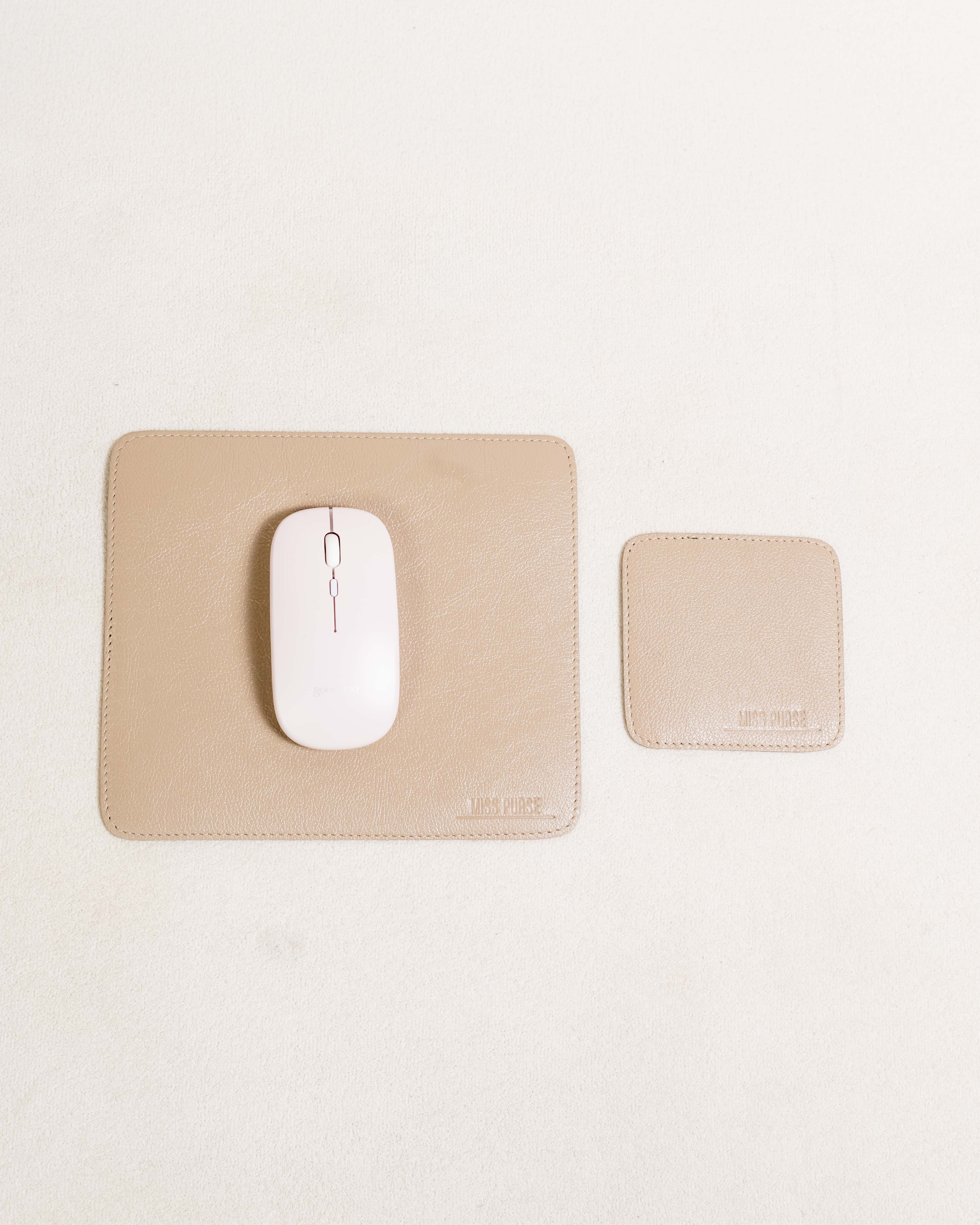 Mousepad + Descanso de Copo de Couro Legítimo