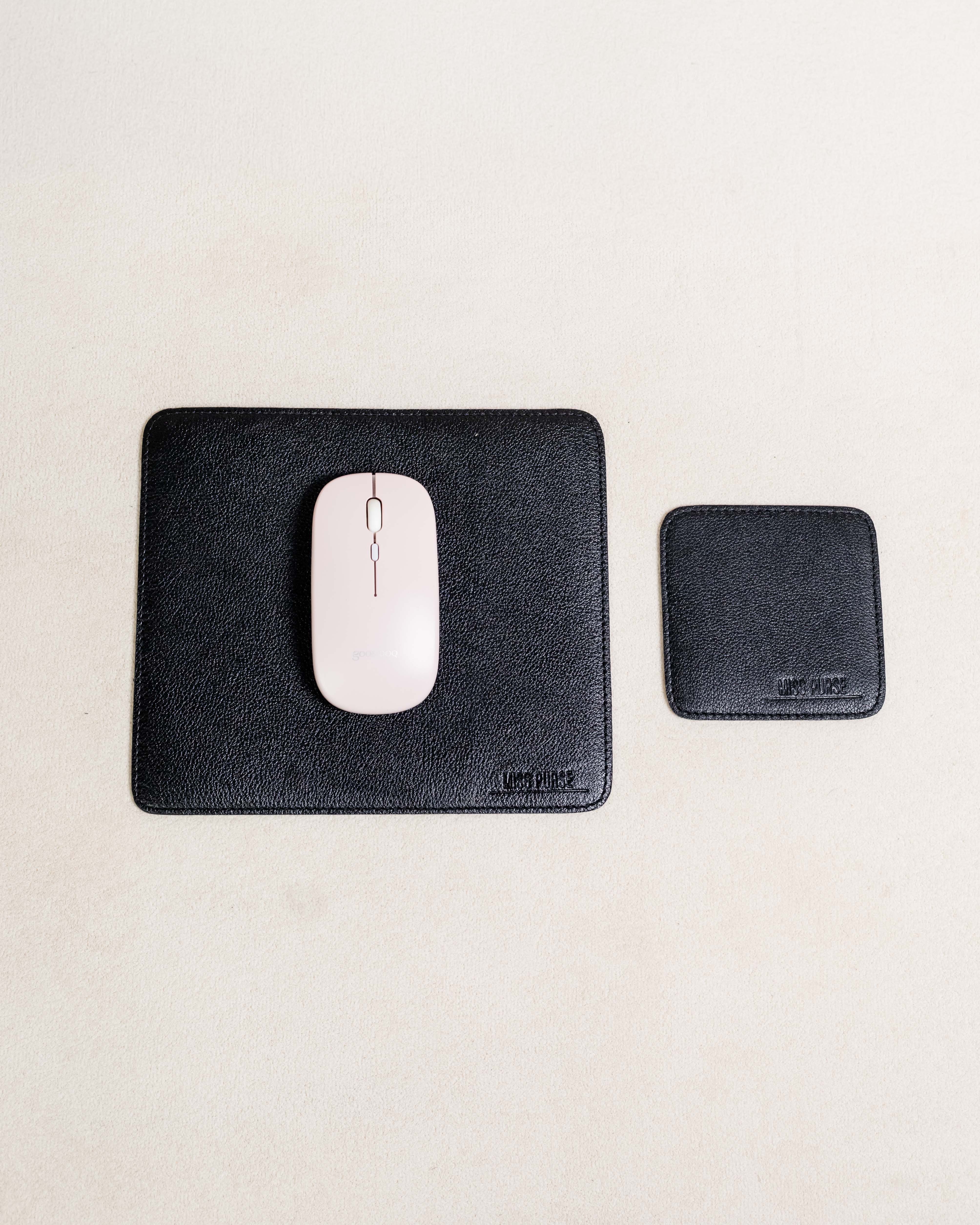 Mousepad + Descanso de Copo de Couro Legítimo