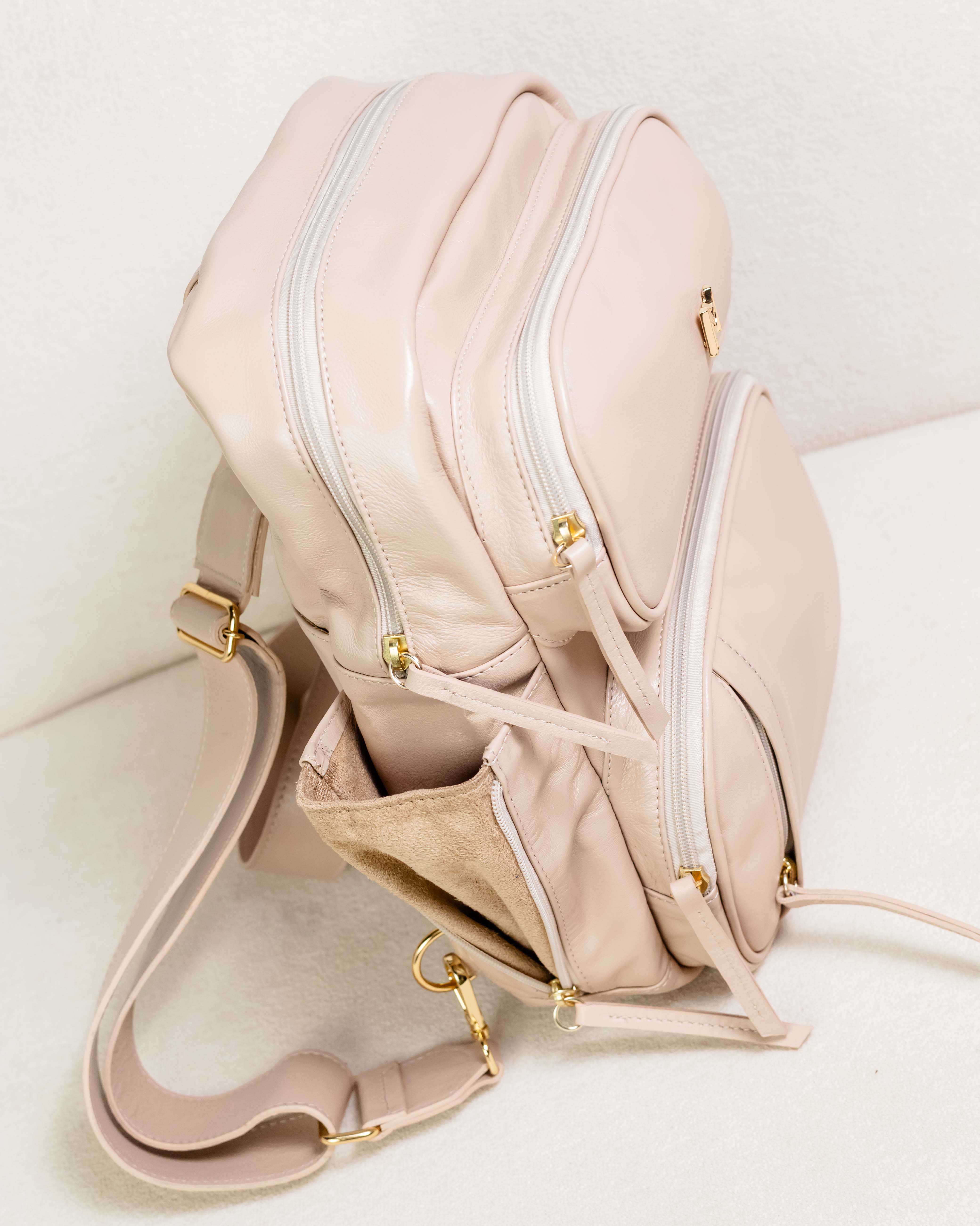 Mochila Alice de Couro Legítimo - Nude