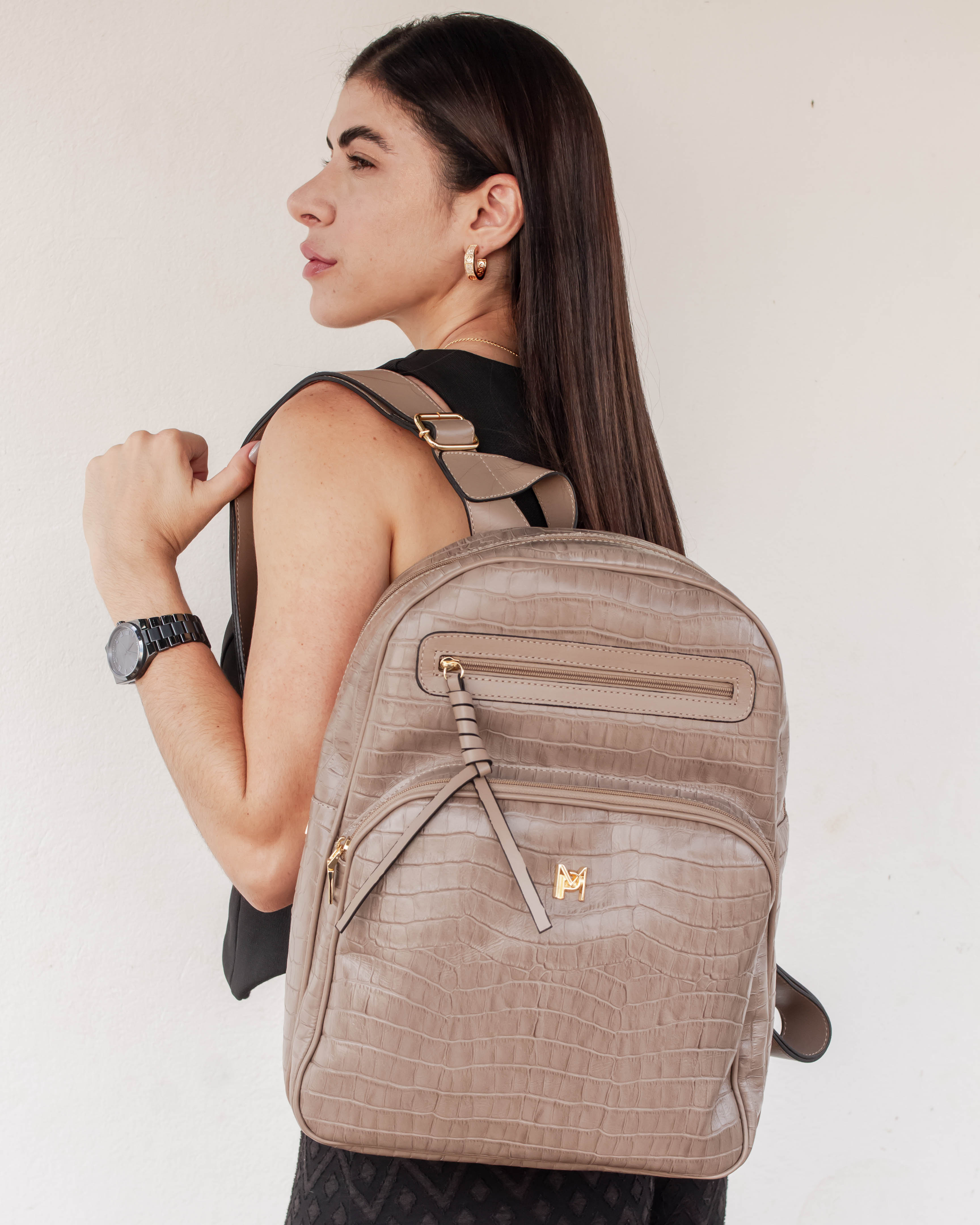 MOCHILA FLÓRIDA EM COURO LEGÍTIMO FENDI CROCO
