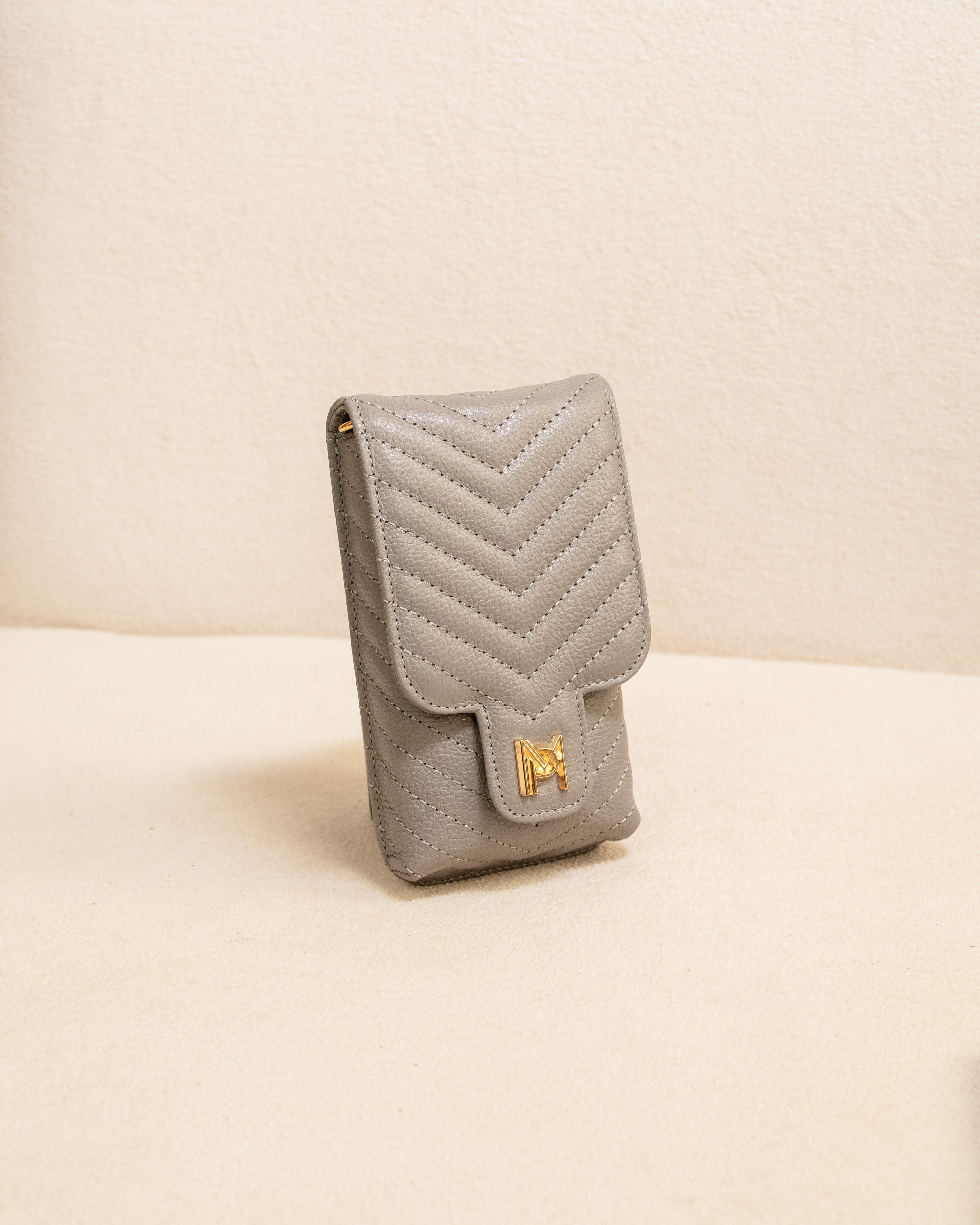 PORTA CELULAR CAMI DE COURO LEGÍTIMO CINZA