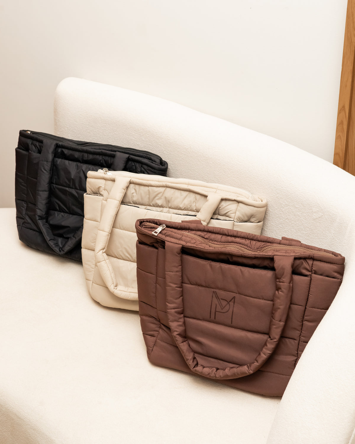 Bolsa Puffer Move de Nylon - Bege