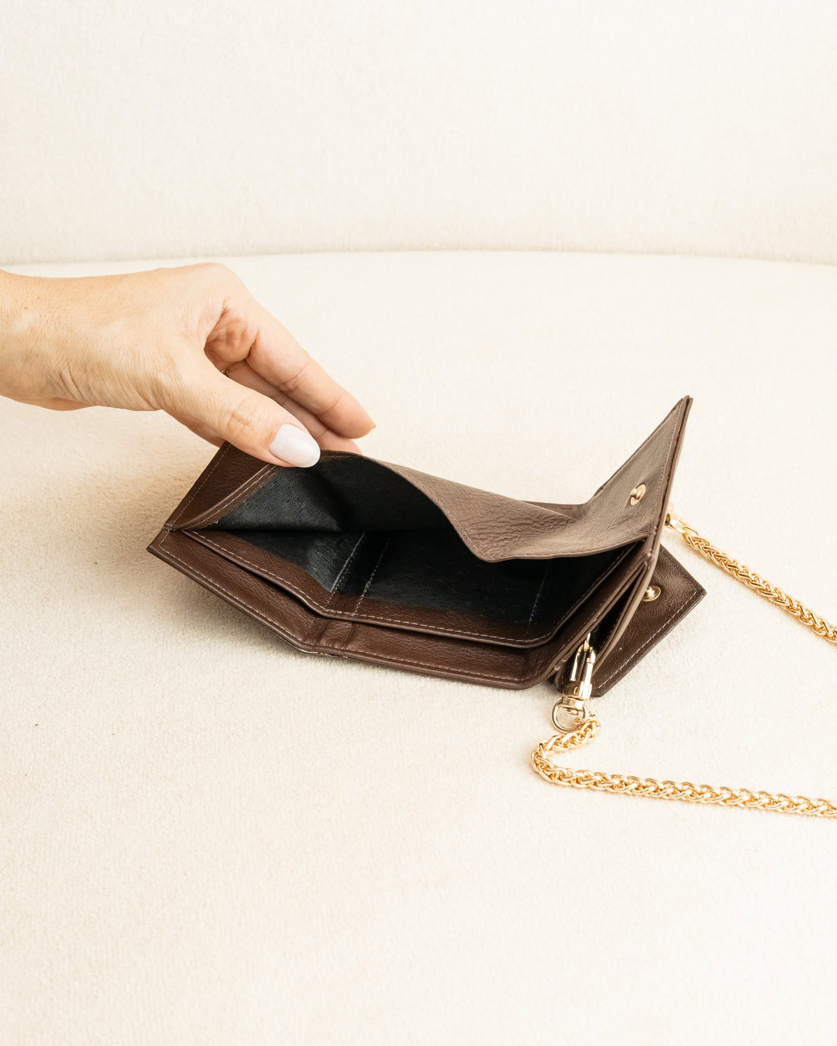 Micro Bag e Carteira de Couro Legítimo - Marrom - 4 em 1