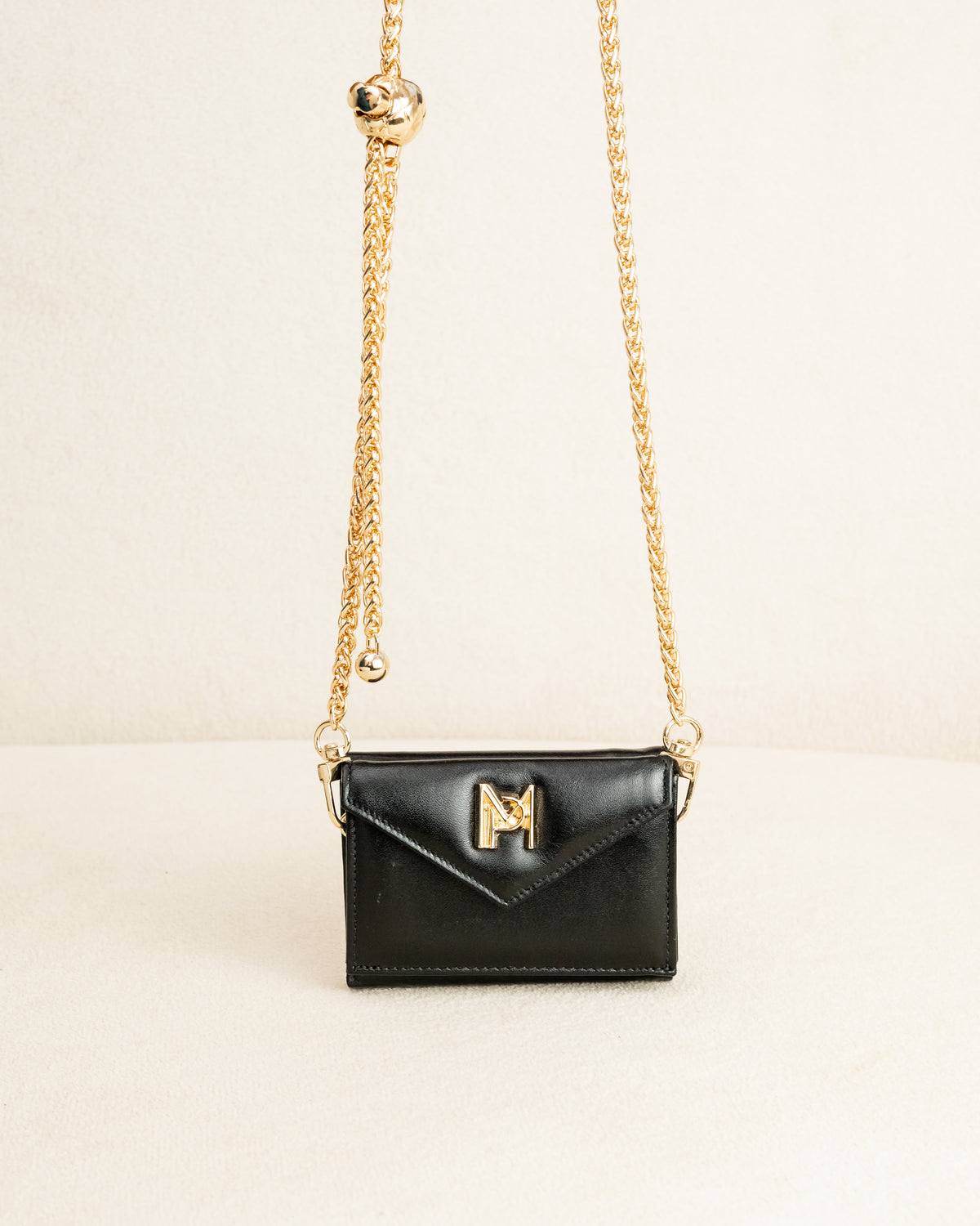 Micro Bag e Carteira de Couro Legítimo - Preto - 4 em 1