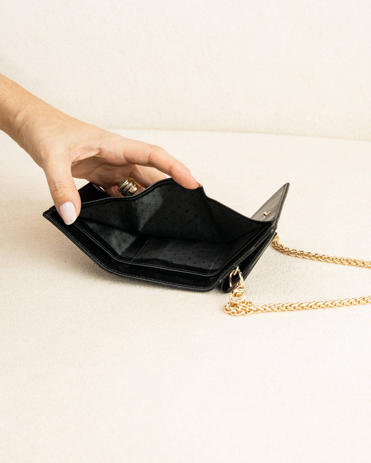 Micro Bag e Carteira de Couro Legítimo - Preto - 4 em 1