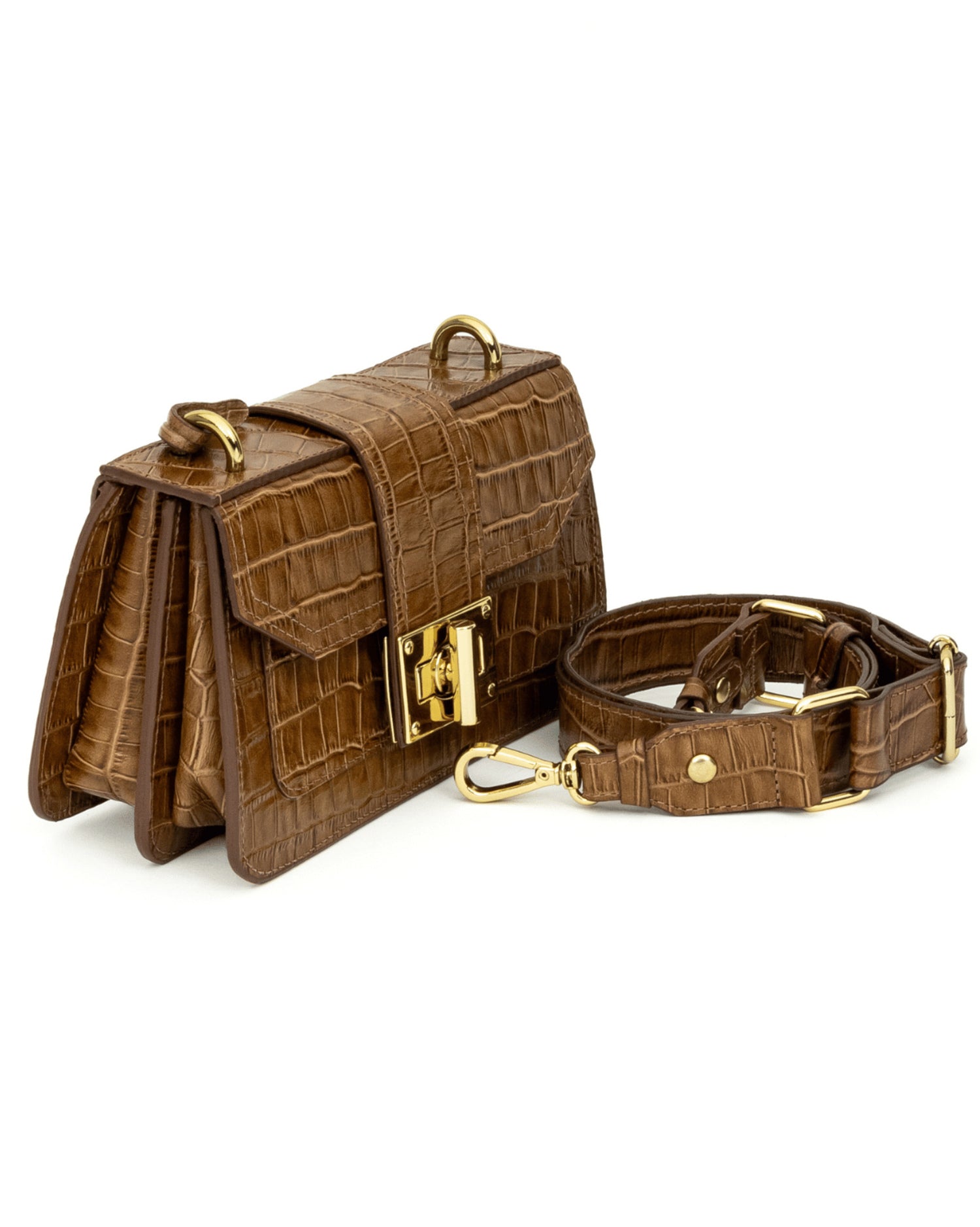 BOLSA MILÃO CAMEL CROCO