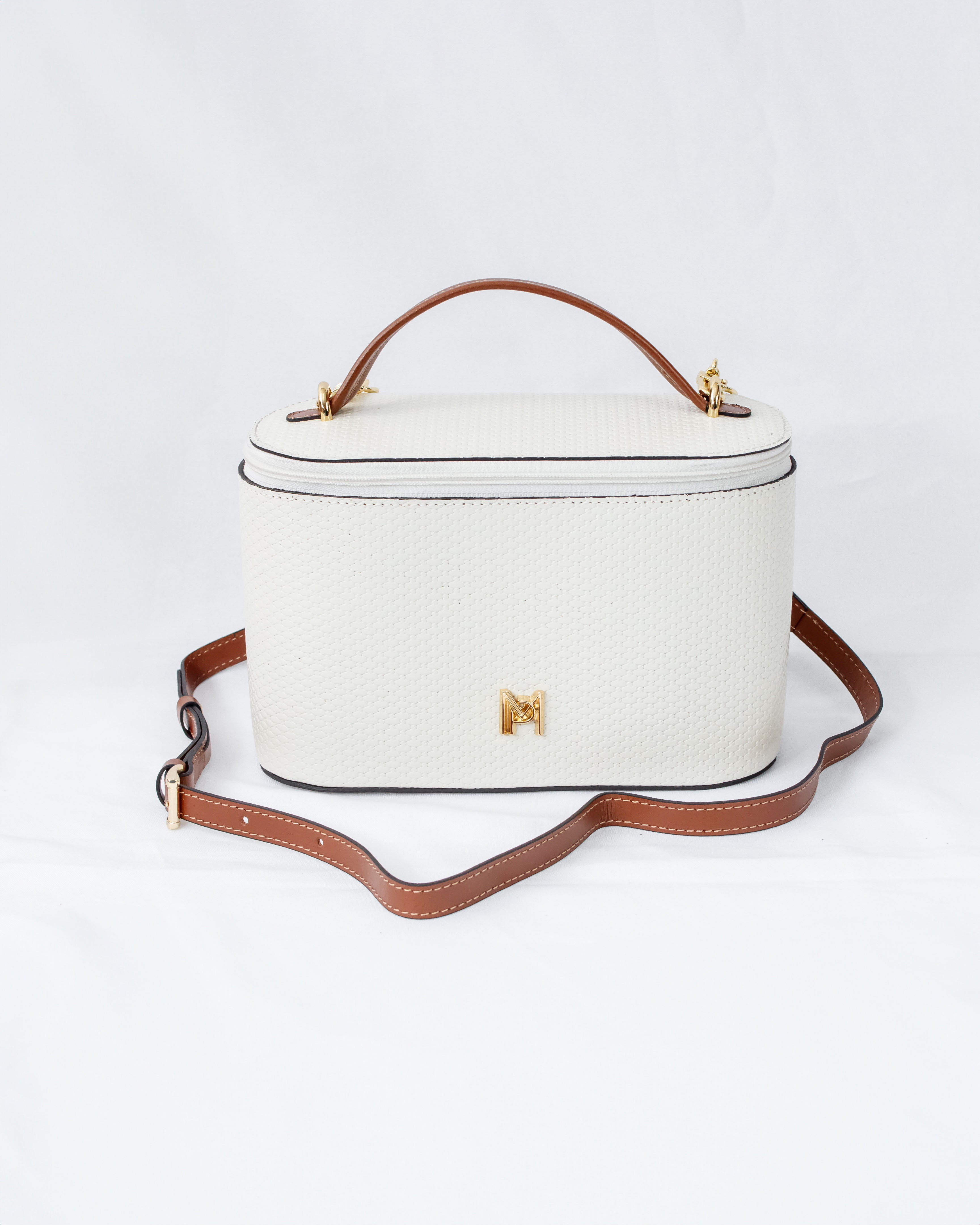 NECESSAIRE E BOLSA LUA EM COURO LEGÍTIMO OFF WHITE