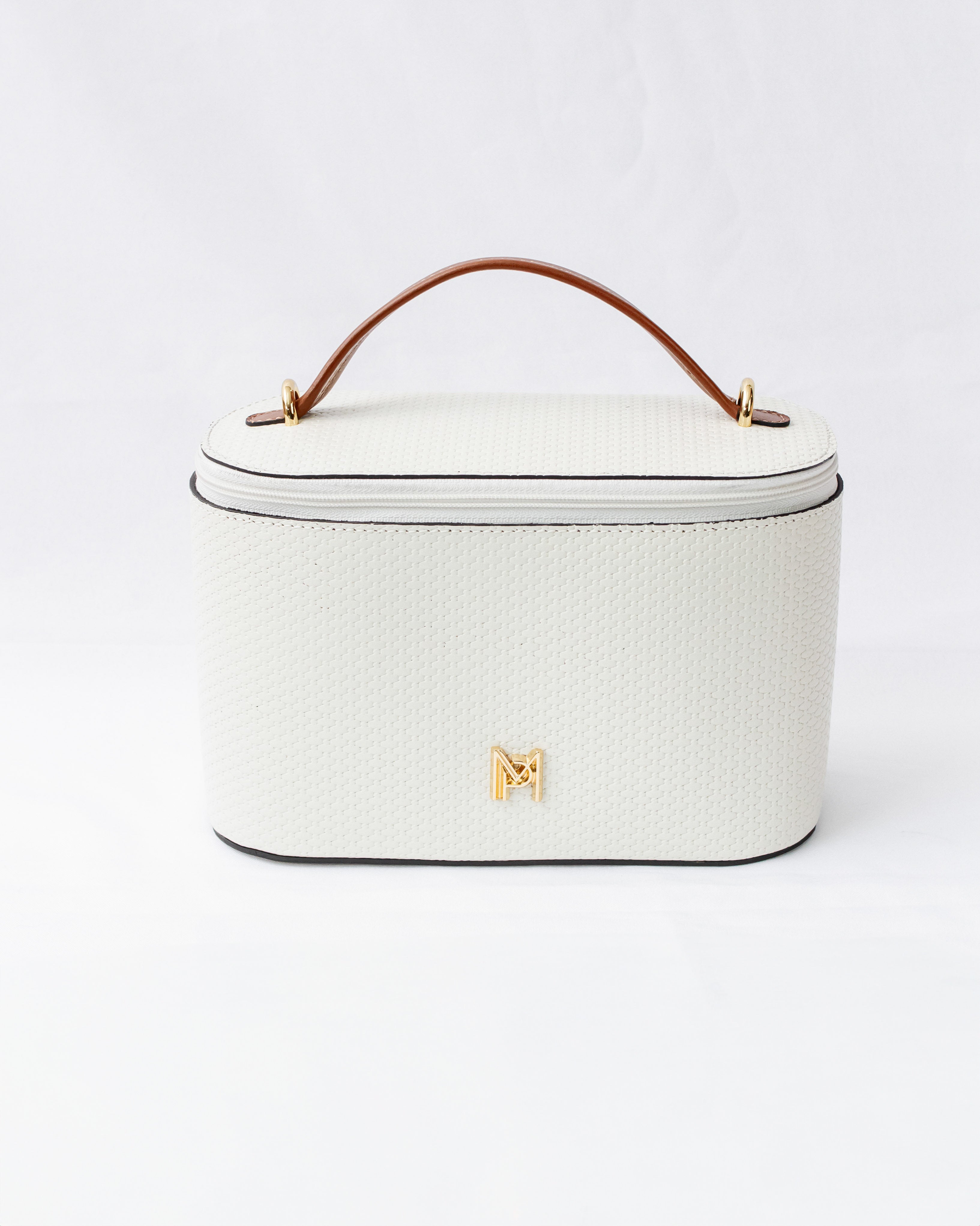 NECESSAIRE E BOLSA LUA EM COURO LEGÍTIMO OFF WHITE